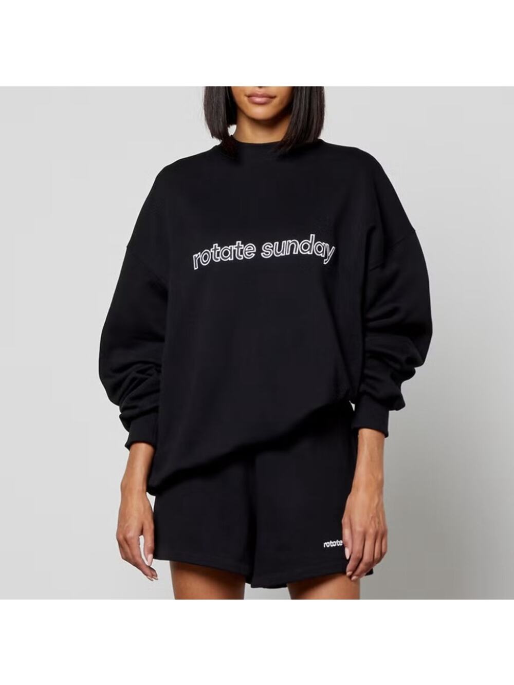 ROTATE Birger Christensen Iris Logo Organic Cotton-Jersey Sweatshirt Sz S